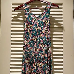 Loft Godet Full Length Multicolored Floral Dress - XXS petite